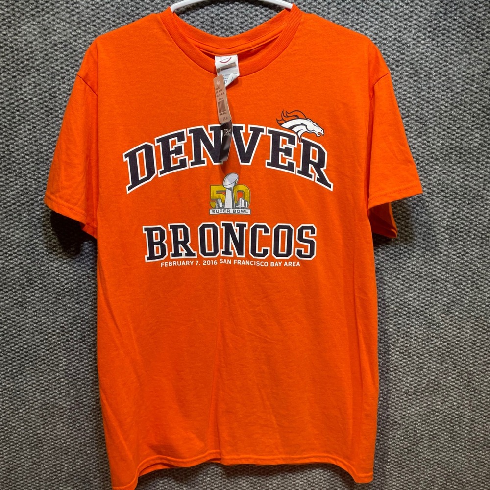 NFL Denver Broncos Super Bowl 50 T-Shirt Mens Medium Orange Delta Pro Weight NEW
